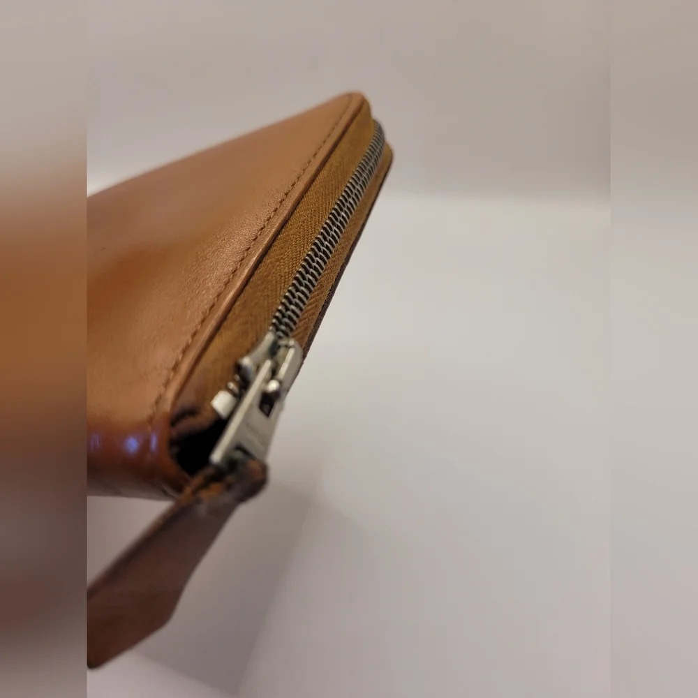 Hermes Leather Long Zip Around Camel Wallet